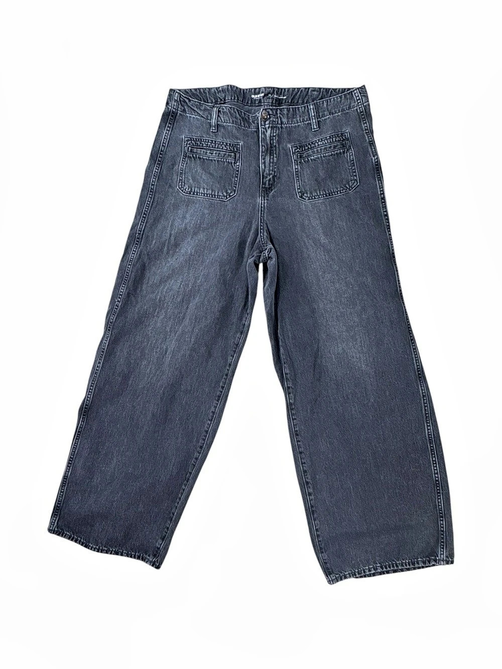 Woman’s Old Navy drapery denim “ high rise baggy wide leg” jeans size 14